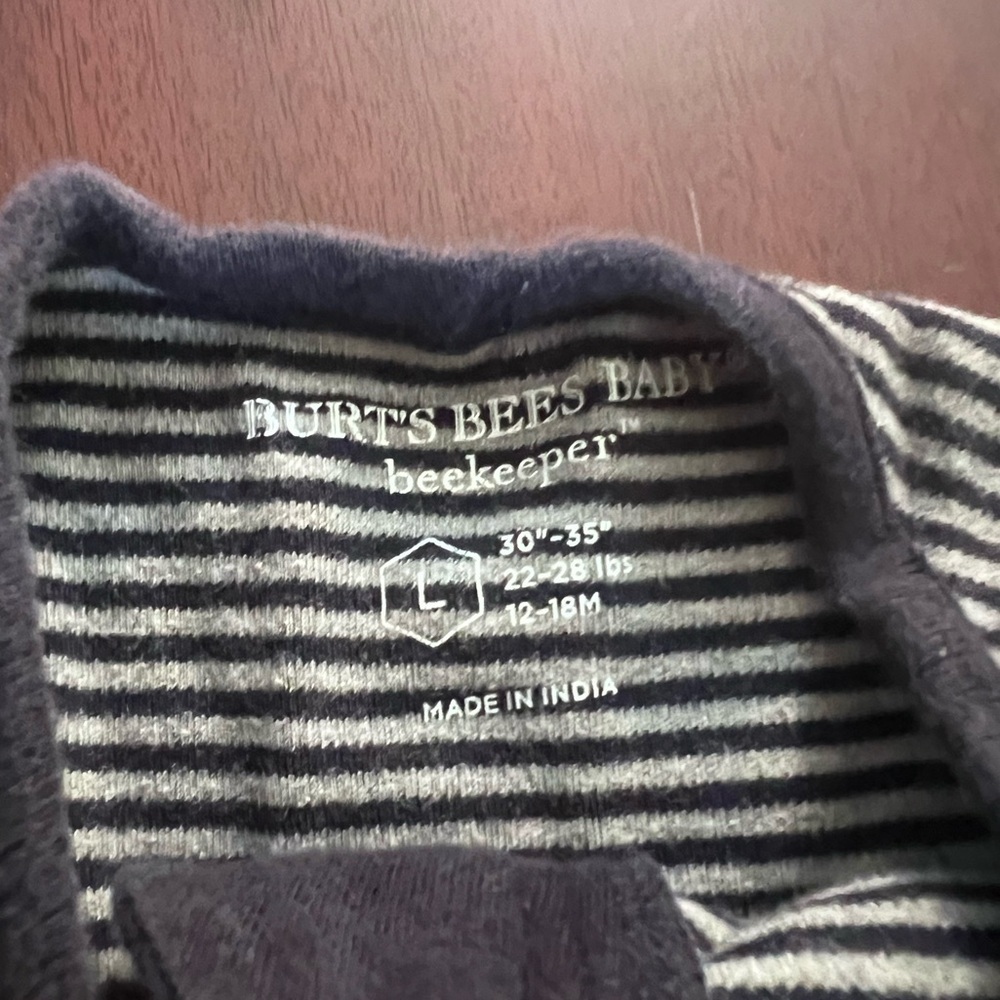 Burt's Bees Baby Navy and White Striped Sleep Sack - Picture 2 of 3
